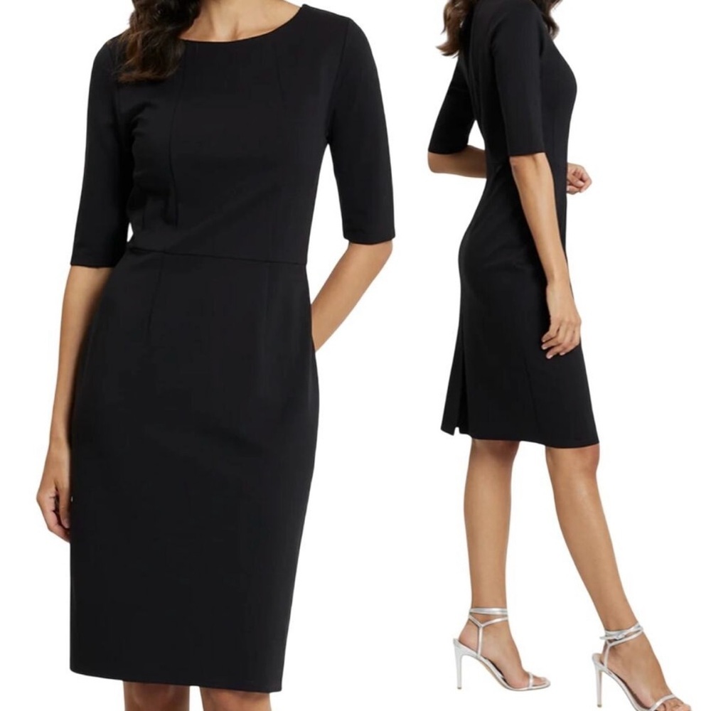 Jude Connally Monique Sheath Dress Fitted Ponte Knit Black Women XS